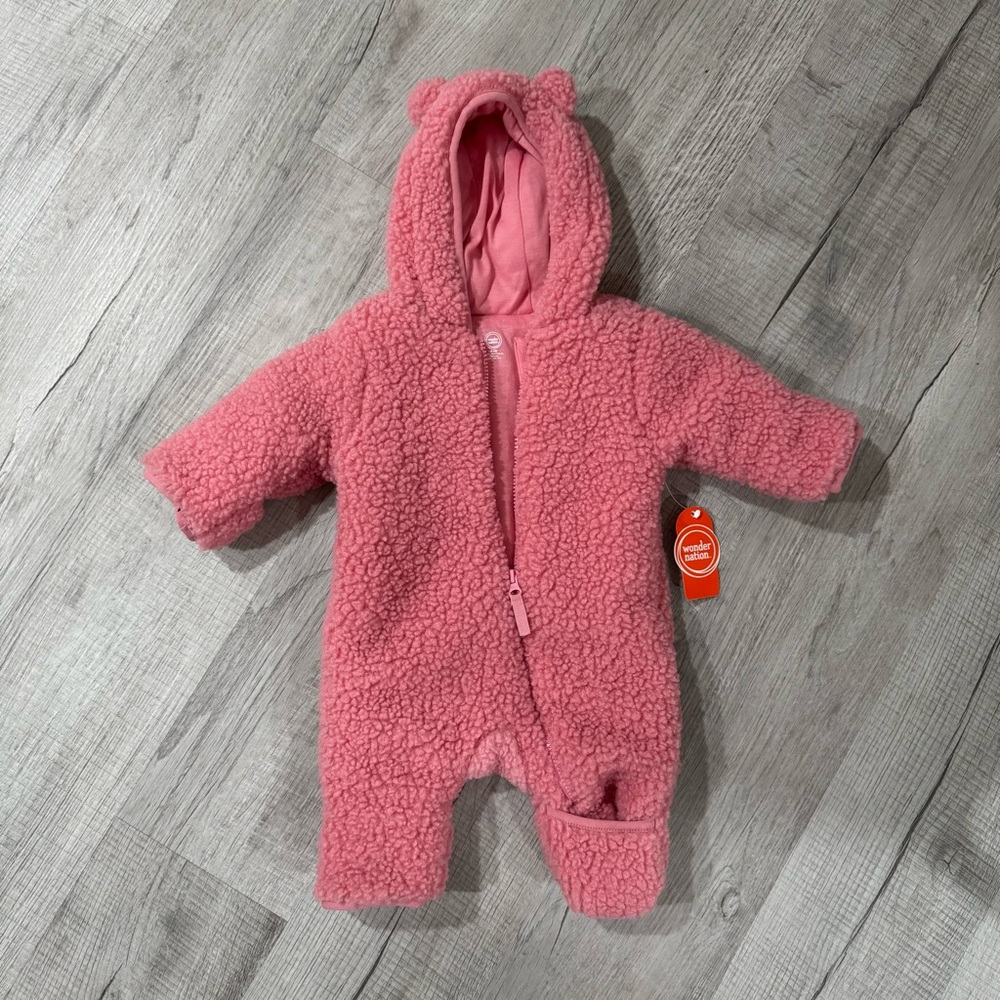 Wonder Nation Pink Sherpa Baby Footie